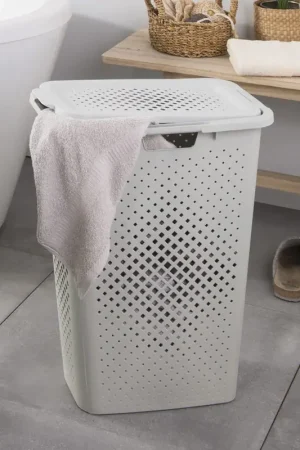 Prix Réduit Panier à linge slim'Pixel' blanc cassé